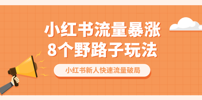 小红书流量-暴涨8个野路子玩法：小红书新人快速流量破局（8节课）-中创网_专注互联网创业,项目资源整合