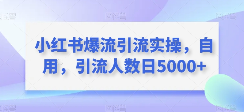 小红书的爆流引流方法实际操作，自购，引流方法总数日5000-中创网_专注互联网创业,项目资源整合