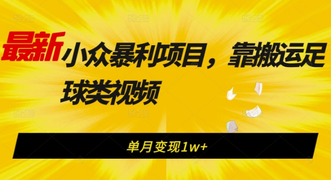 最新小众赚钱项目，靠运送足球队类视频，单月转现1w-中创网_专注互联网创业,项目资源整合