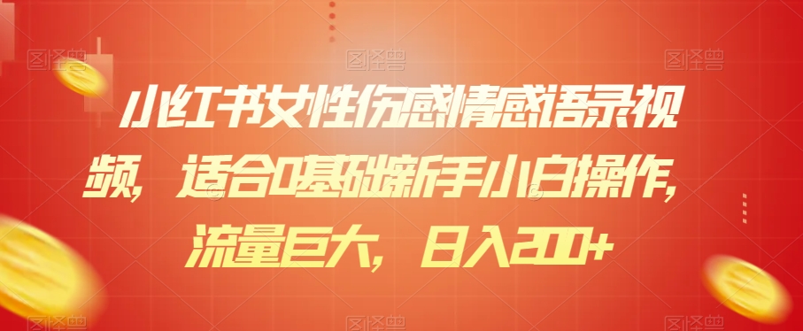 小红书的女士悲伤情感语录视频，适宜0基本新手入门实际操作，总流量极大，日赚200-中创网_专注互联网创业,项目资源整合