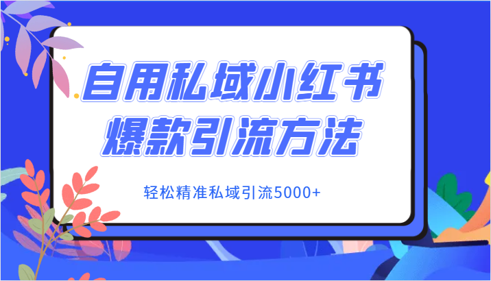 自购公域小红书爆款推广方法，轻轻松松精确私域引流5000-中创网_专注互联网创业,项目资源整合
