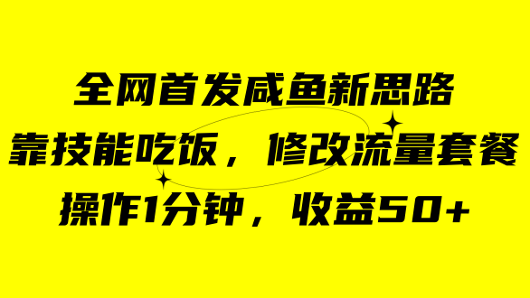 （7508期）闲鱼小众新模式，靠“专业技能用餐”，改动流量包，实际操作1min，盈利50-中创网_专注互联网创业,项目资源整合