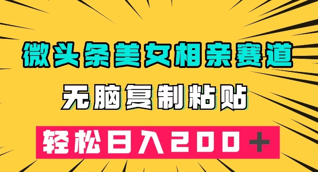 头条小众美女相亲跑道，没脑子拷贝，轻轻松松日赚200＋【揭密】-中创网_专注互联网创业,项目资源整合