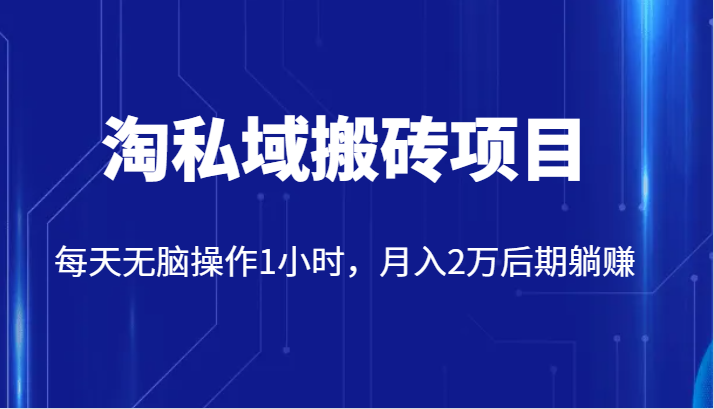 使用价值2980的淘公域搬砖项目，每日没脑子实际操作1钟头，月入2万中后期躺着赚钱-中创网_专注互联网创业,项目资源整合