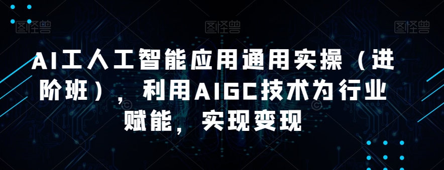 AI工人工智能技术通用性实际操作（进阶班），运用AIGC技术为行业赋能，完成转现-中创网_专注互联网创业,项目资源整合