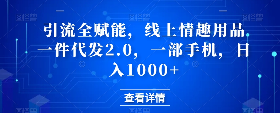 引流方法全创变，网上情趣用具一件代发2.0，一部手机，日赚1000-中创网_专注互联网创业,项目资源整合