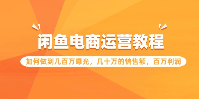 （9560期）闲鱼平台网店运营实例教程：怎样做到上百万曝出，几十万的销售总额，上百万盈利-中创网_专注互联网创业,项目资源整合