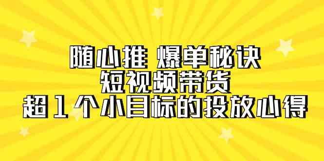 随心推爆单秘诀，短视频带货-超1个小目标的投放心得（7节视频课）-中创网_专注互联网创业,项目资源整合