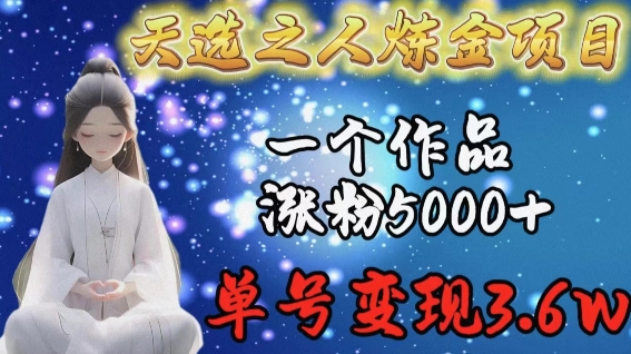 天选之人炼金项目，一个作品涨粉5000+，单号变现3.6w【揭秘】-中创网_专注互联网创业,项目资源整合