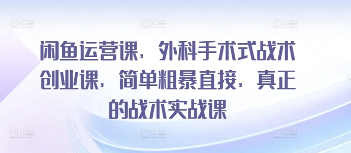 闲鱼运营课，外科手术式战术创业课，简单粗暴直接，真正的战术实战课-中创网_专注互联网创业,项目资源整合