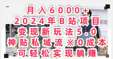 月入6000+，2024年B站项目变现新玩法5.0.神贴私域流0成本，可轻松实现躺赚-中创网_专注互联网创业,项目资源整合