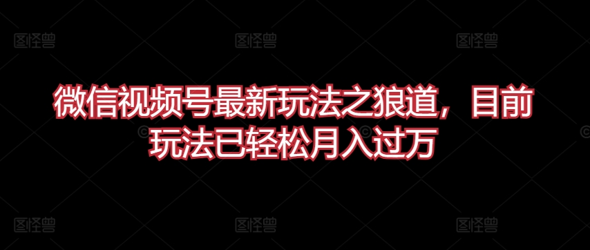 微信视频号最新玩法之狼道，目前玩法已轻松月入过万【揭秘】-中创网_专注互联网创业,项目资源整合