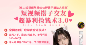单人短视频年赚60w野路子玩法大揭秘)-中创网_专注互联网创业,项目资源整合