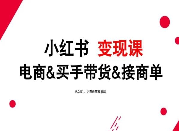 2024年最新小红书变现课，电商&买手带货&接商单，从0到1，小白高效轻创业-中创网_专注互联网创业,项目资源整合