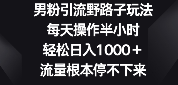 男粉引流野路子玩法，每天操作半小时轻松日入1000+，流量根本停不下来-中创网_专注互联网创业,项目资源整合