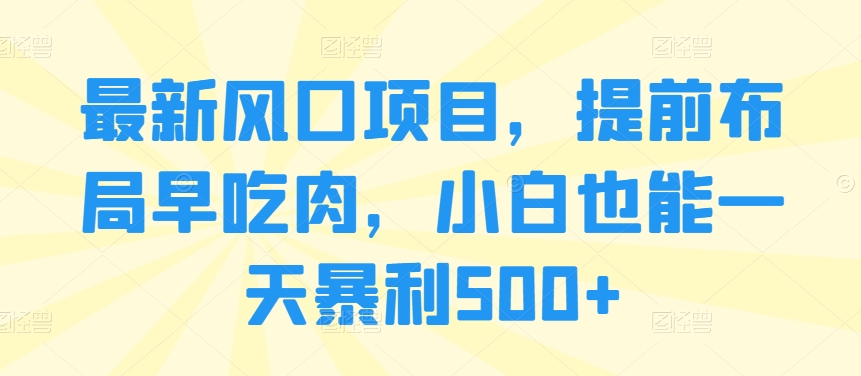 全新蓝海项目，抢占先机早吃荤，新手也可以一天爆利500-中创网_专注互联网创业,项目资源整合