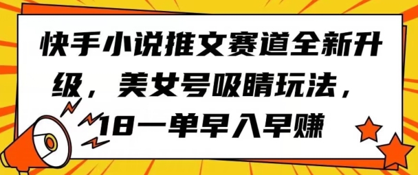快手小说推文赛道全新升级，美女号吸睛玩法，18一单早入早赚-皓哥创业笔记