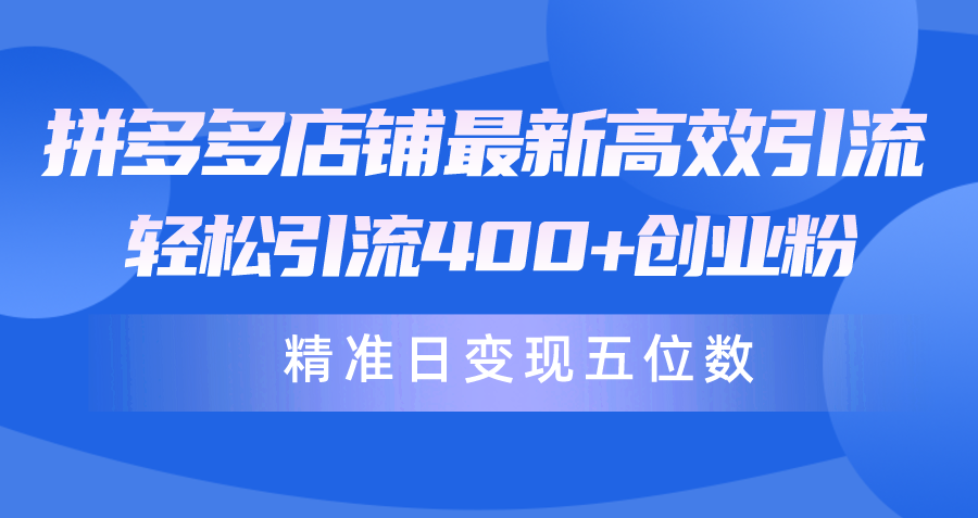 （10041期）拼多多商家全新高效率引流术，轻轻松松引流方法400 自主创业粉，精确日转现五位数！-中创网_专注互联网创业,项目资源整合