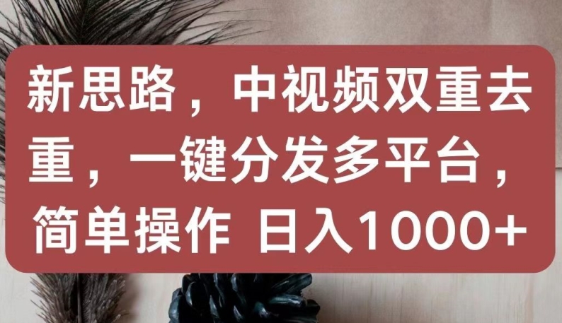 新思路，中视频双重去重，一键分发多平台，简单操作，日入1000+【揭秘】-中创网_专注互联网创业,项目资源整合