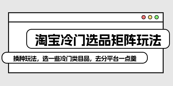 （10159期）淘宝网小众选款引流矩阵游戏玩法：换个游戏玩法，选一些冷门类目品，去分服务平台一点羹-中创网_专注互联网创业,项目资源整合