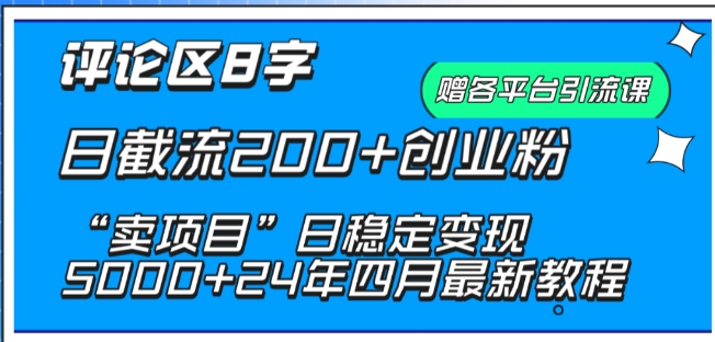 抖音评论区8字日截流200+创业粉 “卖项目”日稳定变现5000+【揭秘】-中创网_专注互联网创业,项目资源整合