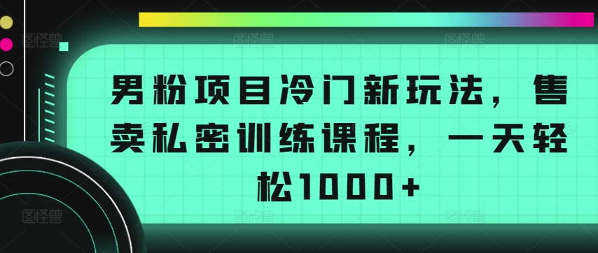 男粉项目冷门新玩法，售卖私密训练课程，一天轻松1000+【揭秘】-中创网_专注互联网创业,项目资源整合