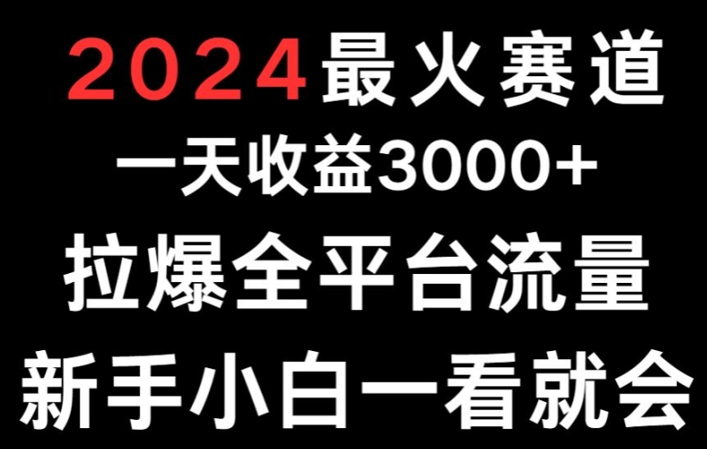 2024最火赛道一天收益3000+拉爆全平台流量新手小白一看就会-中创网_专注互联网创业,项目资源整合