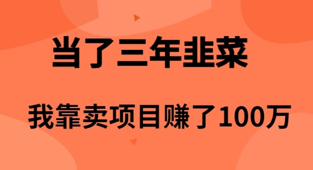 （10149期）当上3年韭莱，卧槽卖项目挣了100万-中创网_专注互联网创业,项目资源整合