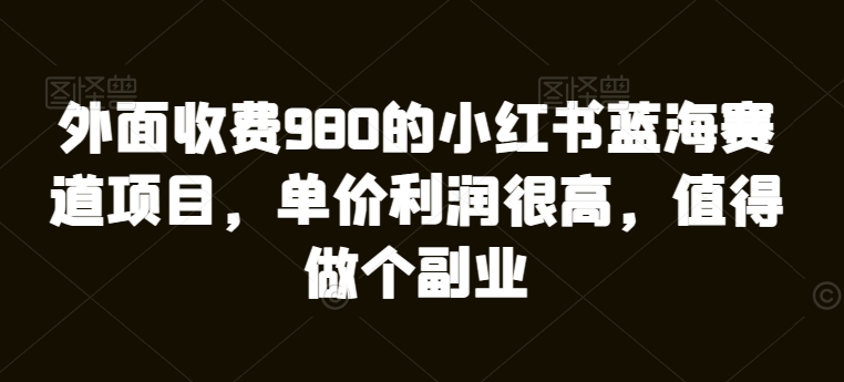 外边收费标准980的小红书瀚海跑道新项目，价格盈利非常高，值得坚持个第二职业-中创网_专注互联网创业,项目资源整合