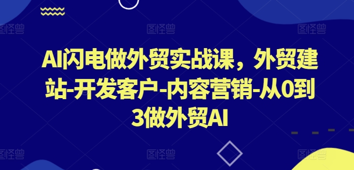 AI闪电做外贸实战课，​外贸建站-开发客户-内容营销-从0到3做外贸AI-中创网_专注互联网创业,项目资源整合