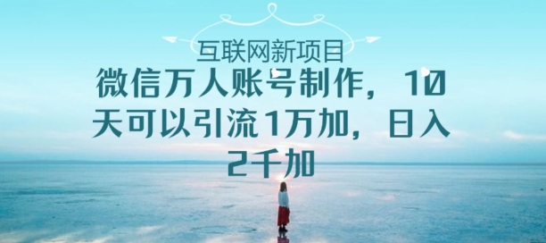 手机微信数万人账户制做，10天可以引流方法1万加日入2千加-中创网_专注互联网创业,项目资源整合