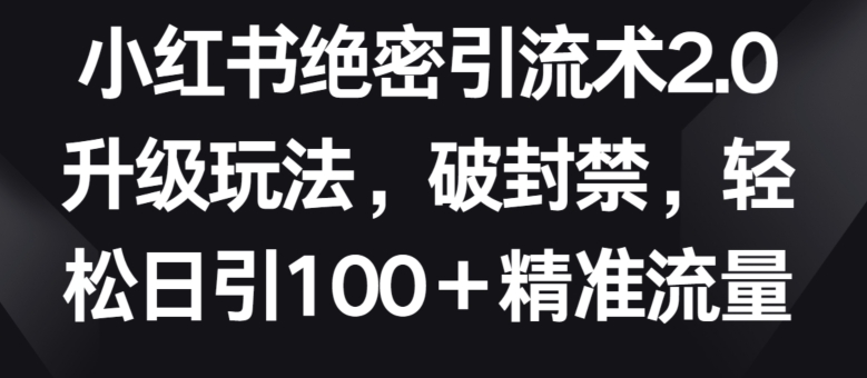 小红书绝密引流术2.0升级玩法，破封禁，轻松日引100+精准流量【揭秘】-中创网_专注互联网创业,项目资源整合