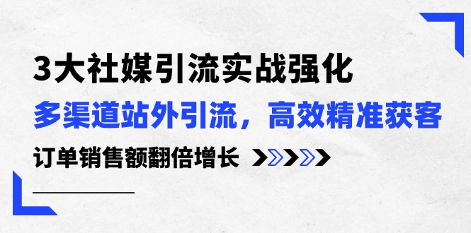 3大社交媒体引流方法实际操作加强，多种渠道站外引流/高效率营销获客/订单信息销售总额翻倍增长-中创网_专注互联网创业,项目资源整合