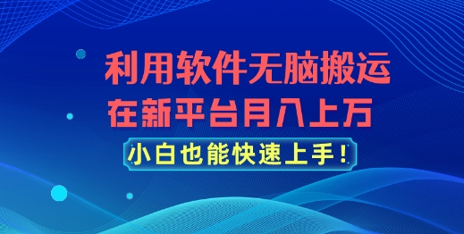 利用软件无脑搬运，在新平台月入上万，小白也能快速上手-中创网_专注互联网创业,项目资源整合
