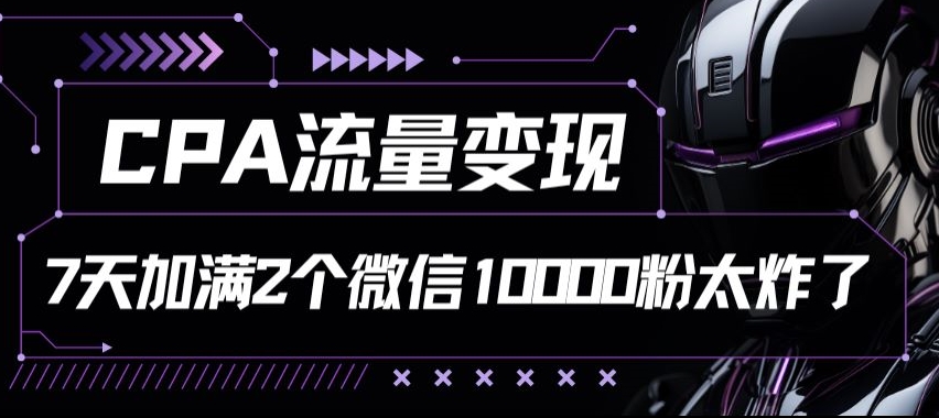 CPA数据流量变现7天满油两个微信号10000粉-中创网_专注互联网创业,项目资源整合