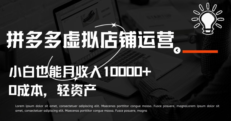 拼多多虚拟店铺运营小白也能月收入10000+【揭秘】-中创网_专注互联网创业,项目资源整合