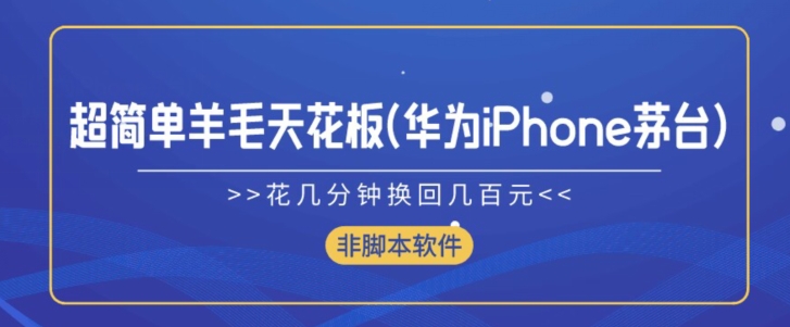 超级简单羊毛绒吊顶天花板(华为公司iPhone茅台酒),花几分钟换回来几百块(非脚本软件)-中创网_专注互联网创业,项目资源整合