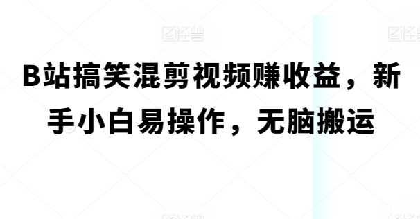 B站搞笑幽默混剪视频赚盈利，新手入门易上手，没脑子运送-中创网_专注互联网创业,项目资源整合