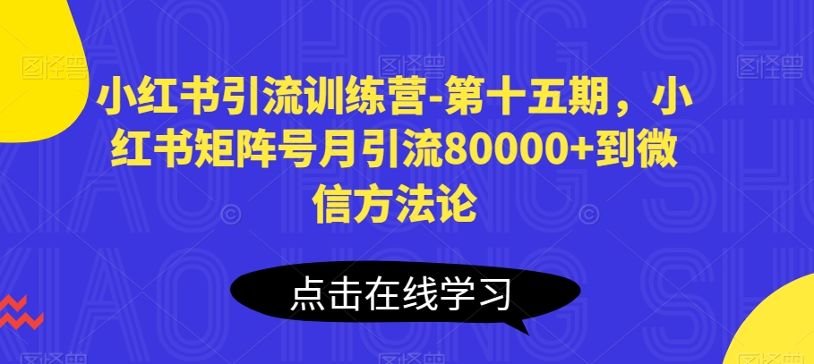 小红书引流夏令营-第十五期，小红书的矩阵账号月引流方法80000 进微信科学方法论-中创网_专注互联网创业,项目资源整合