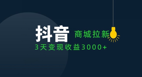 抖音商城引流客户，3天转现盈利3000-中创网_专注互联网创业,项目资源整合
