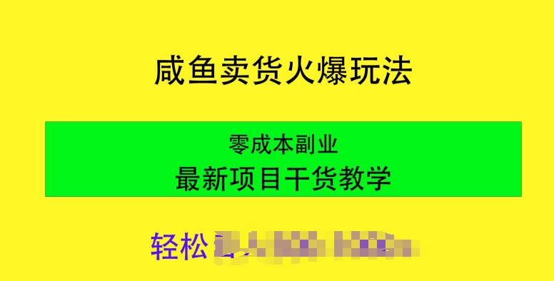 闲鱼卖货火爆玩法，靠售卖电子产品，零成本副业项目最新干货教学-中创网_专注互联网创业,项目资源整合