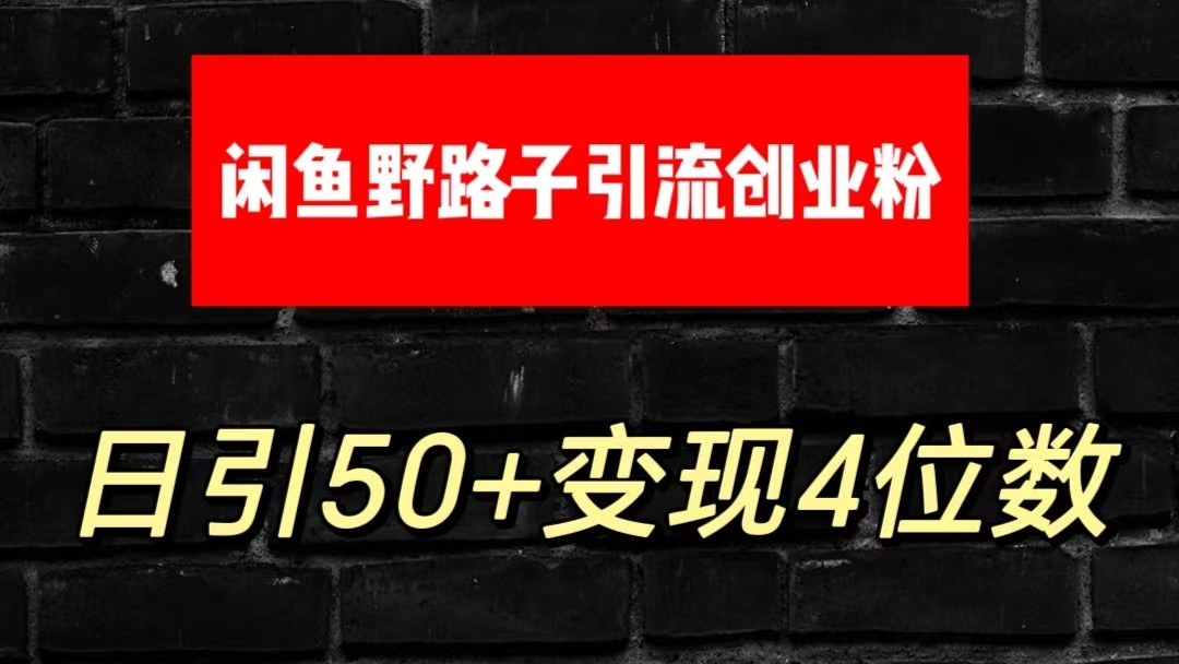 大眼闲鱼野路子引流创业粉，日引50+单日变现四位数-中创网_专注互联网创业,项目资源整合