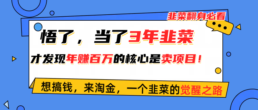 （10759期）悟了，当了3年韭菜，才发现网赚圈年赚100万的核心是卖项目，含泪分享！-中创网_专注互联网创业,项目资源整合