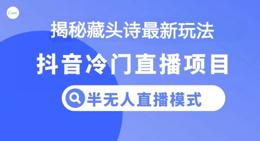 抖音蓝海藏头诗项目，半无人直播模式，小白轻松入手-中创网_专注互联网创业,项目资源整合