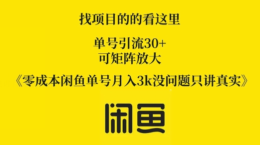 零成本闲鱼平台运单号月入3k没什么问题只谈真正-中创网_专注互联网创业,项目资源整合