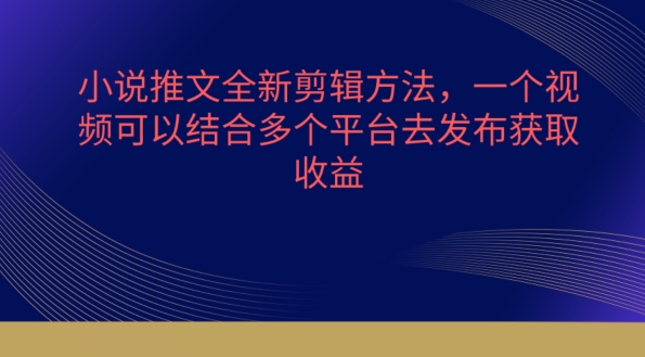 小说推文全新升级剪辑方法，一个视频需要结合各个平台去公布获得【揭密】-中创网_专注互联网创业,项目资源整合