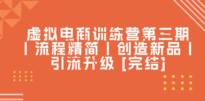 虚拟电商训练营第三期丨流程精简丨创造新品丨引流升级 [完结]-中创网_专注互联网创业,项目资源整合