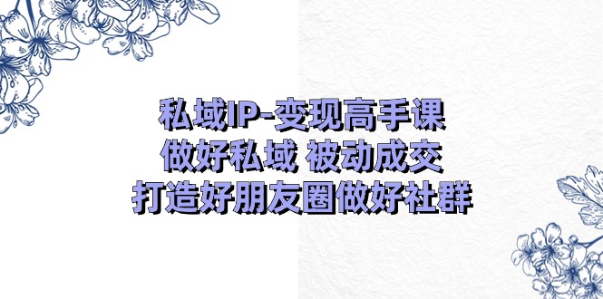 公域IP转现大神课：搞好公域处于被动交易量，打造好微信朋友圈搞好社群营销（18节）-中创网_专注互联网创业,项目资源整合