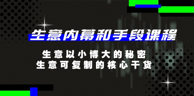 （11085期）生意 内幕和手段课程，生意以小博大的秘密，生意可复制的核心干货-20节-中创网_专注互联网创业,项目资源整合