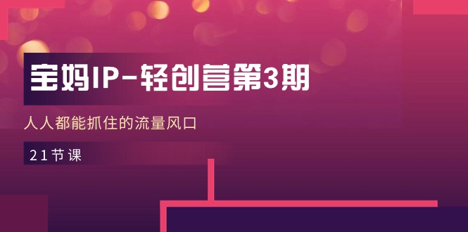（11042期）宝妈妈IP-轻创营第3期，人人都可以抓住的总流量出风口（21堂课）-中创网_专注互联网创业,项目资源整合